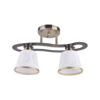 Csillár, ALBA 2, LY-3181, 2xE27, fehér, antikolt bronz, barna