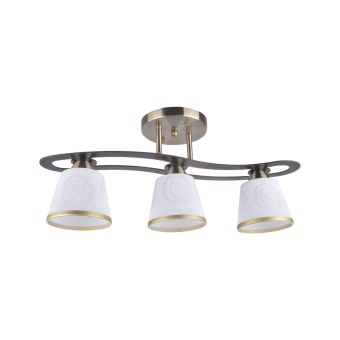 Csillár, ALBA 3, LY-3182, 3xE27, fehér, antikolt bronz, barna