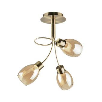 Csillár, AMBRY 3, LY-3494, 3xE14, borostyánszín, antikolt bronz