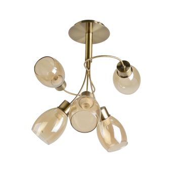 Csillár, AMBRY 5, LY-3495, 5xE14, borostyánszín, antikolt bronz