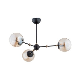 Csillár, ARMS 3, KL103016, 3xE14, borostyánszín, fekete