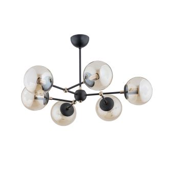 Csillár, ARMS 6, KL106011, 6xE14, borostyánszín, fekete