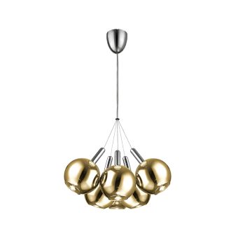 LED Függesztett csillár, BALLS SP6, 142001, 30W, 3000K, arany, króm