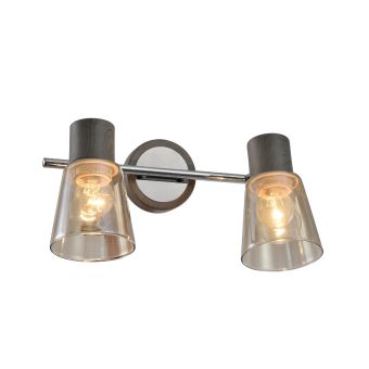 Fali lámpa, BERG 2, LY-3500, 2xE27, borostyánszín, króm, szürke