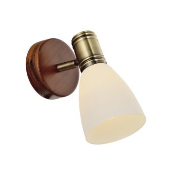 Fali lámpa, BISTRO AP1, KL6213, 1xE14, fehér, barna, antikolt sárgaréz