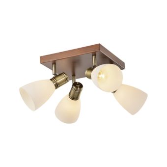 Mennyezeti lámpa, BISTRO PL4, KL6216, 4xE14, fehér, barna, antikolt sárgaréz