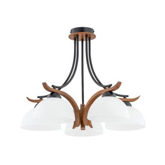 Csillár, BRAN 5, KL105007, 5xE27, fehér, barna