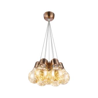 LED Függesztett csillár, BULBS SP7, 142009, 30W, 3000K, borostyánszín, bronz