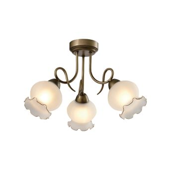 Csillár, COLUMBINE 3, KL103010, 3xE27, fehér, antikolt sárgaréz