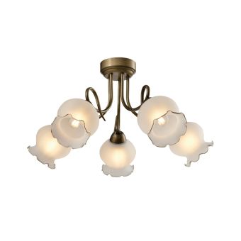 Csillár, COLUMBINE 5, KL105004, 5xE27, fehér, antikolt sárgaréz