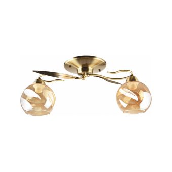 Csillár, CRINKLE 2, LY-3436, 2xE27, borostyánszín, antikolt bronz