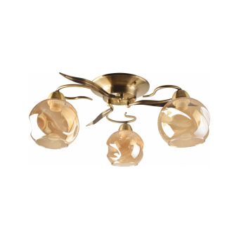 Csillár, CRINKLE 3, LY-3437, 3xE27, borostyánszín, antikolt bronz