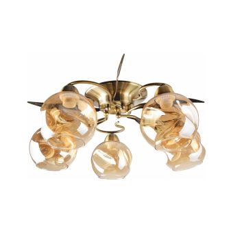 Csillár, CRINKLE 5, LY-3438, 5xE27, borostyánszín, antikolt bronz