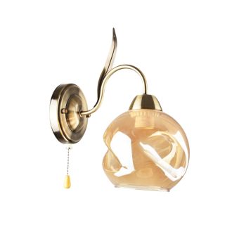Fali lámpa, CRINKLE AP1, LY-3439, 1xE27, borostyánszín, antikolt bronz