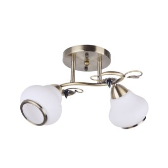 Csillár, CURLY 2, LY-3053, 2xE27, opálfehér, antikolt bronz