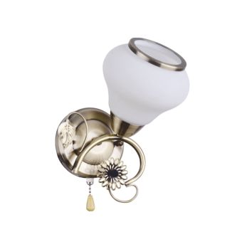 Fali lámpa, CURLY AP1, LY-3055, 1xE27, opálfehér, antikolt bronz