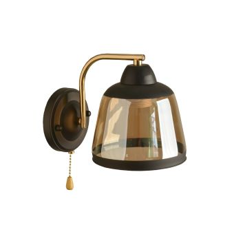 Fali lámpa, DARKISH AP1, KL101042, 1xE27, borostyánszín, fekete