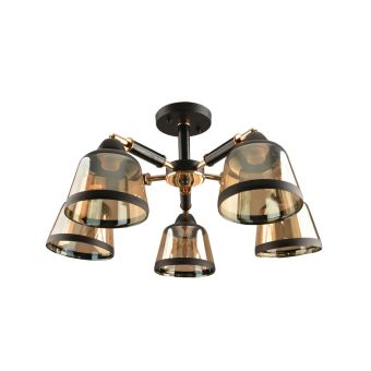 Csillár, DARKISH PL5, KL100038, 5xE27, borostyánszín, fekete