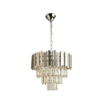 Csillár, DISCRET SP5, KL115001, 5xE14, ezüst, átlátszó