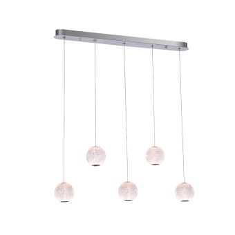 LED Függesztett csillár, ESMOND SP5, 142042, 24W, 3000K, átlátszó, króm