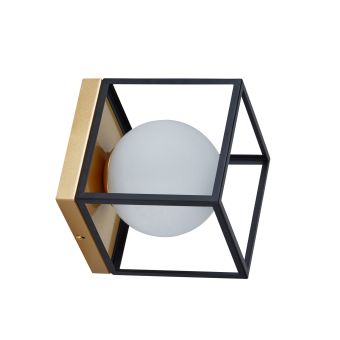 Fali lámpa, FENCE AP1, KL101054, 1xE27, opálfehér, fekete, arany