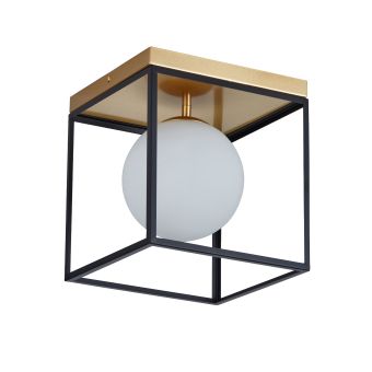 Mennyezeti lámpa, FENCE PL1, KL100054, 1xE27, opálfehér, fekete, arany