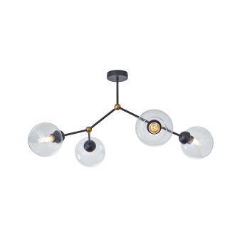 Csillár, FLAVOR 4, KL104008, 4xE27, átlátszó, fekete, réz