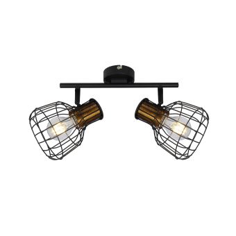 Spotlámpa, GRIMY AP2, KL162010, 2xE27, fekete, sárgaréz