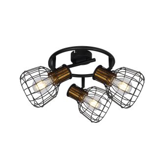 Spotlámpa, GRIMY PL3, KL163009, 3xE27, fekete, sárgaréz