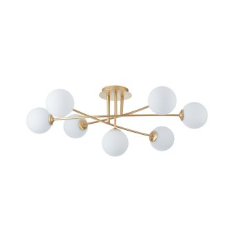 Csillár, HELIA PL7, KL100053, 7xG9, opálfehér, arany