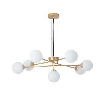 Csillár, HELIA SP7, KL117000, 7xG9, opálfehér, arany