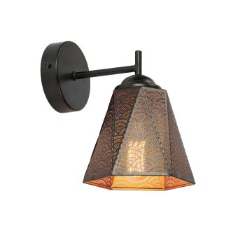 Fali lámpa, HEXA AP1, KL101047, 1xE27, fekete, arany