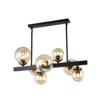 Függesztett csillár, HYPERION 7, 106004, 7xE27, fekete, borostyánszín