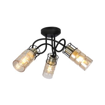 Mennyezeti lámpa, IDEAL 3, KL140000, 3xE14, füstös árnyalat, fekete, sárgaréz