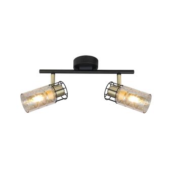 Spotlámpa, IDEAL AP2, KL162000, 2xE14, füstös árnyalat, fekete, sárgaréz