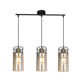 Függesztett csillár, IDEAL SP3, KL113010, 3xE27, füstös árnyalat, fekete, sárgaréz