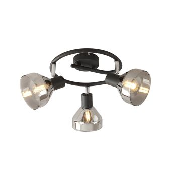 Spotlámpa, INTIM PL3, KL163003, 3xE14, füstös árnyalat, fekete