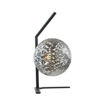 Asztali lámpa, JUNO TL1, 108002, 1xE27, ezüst, füstös árnyalat, fekete