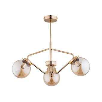 Csillár, KINJA 3, KL103015, 3xE14, borostyánszín, arany