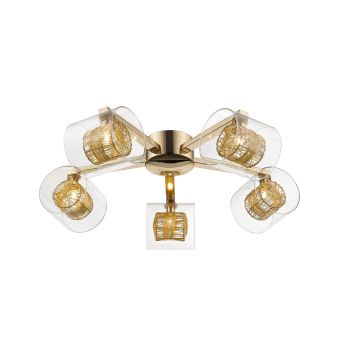 Mennyezeti lámpa, KLASS PL5, 140010, 5xG9, arany, átlátszó