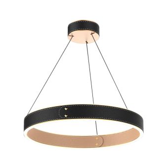LED Függesztett csillár, LEATHER R, 142026, 39W, 3000K, fekete, barna