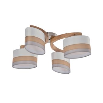 Csillár, LEONI 4, KL6855, 4xE14, fehér, krémszín, natúr