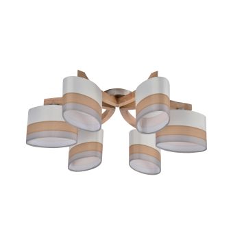 Csillár, LEONI 6, KL6856, 6xE14, fehér, krémszín, natúr