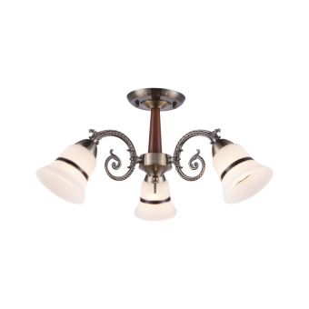 Csillár, NIKY 3, LY-3327, 3xE27, fehér, antikolt bronz, barna