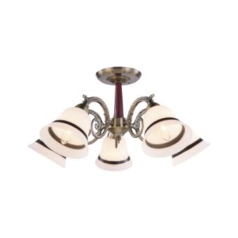 Csillár, NIKY 5, LY-3328, 5xE27, fehér, antikolt bronz, barna