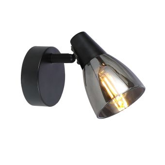 Fali lámpa, PARRY AP1, KL161003, 1xE14, füstös árnyalat, fekete