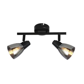 Spotlámpa, PARRY AP2, KL162003, 2xE14, füstös árnyalat, fekete