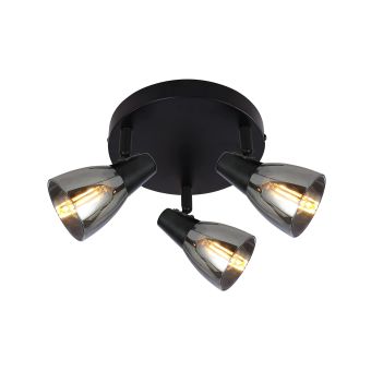 Mennyezeti lámpa, PARRY PL3, KL163002, 3xE14, füstös árnyalat, fekete