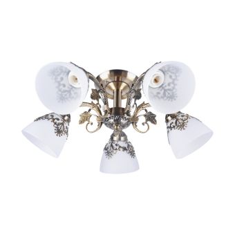 Csillár, PRATO 5, LY-3226, 5xE27, fehér, antikolt bronz