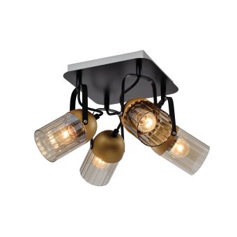 Mennyezeti lámpa, RAFAD 4, LY-3503, 4xE27, arany, borostyánszín, fekete